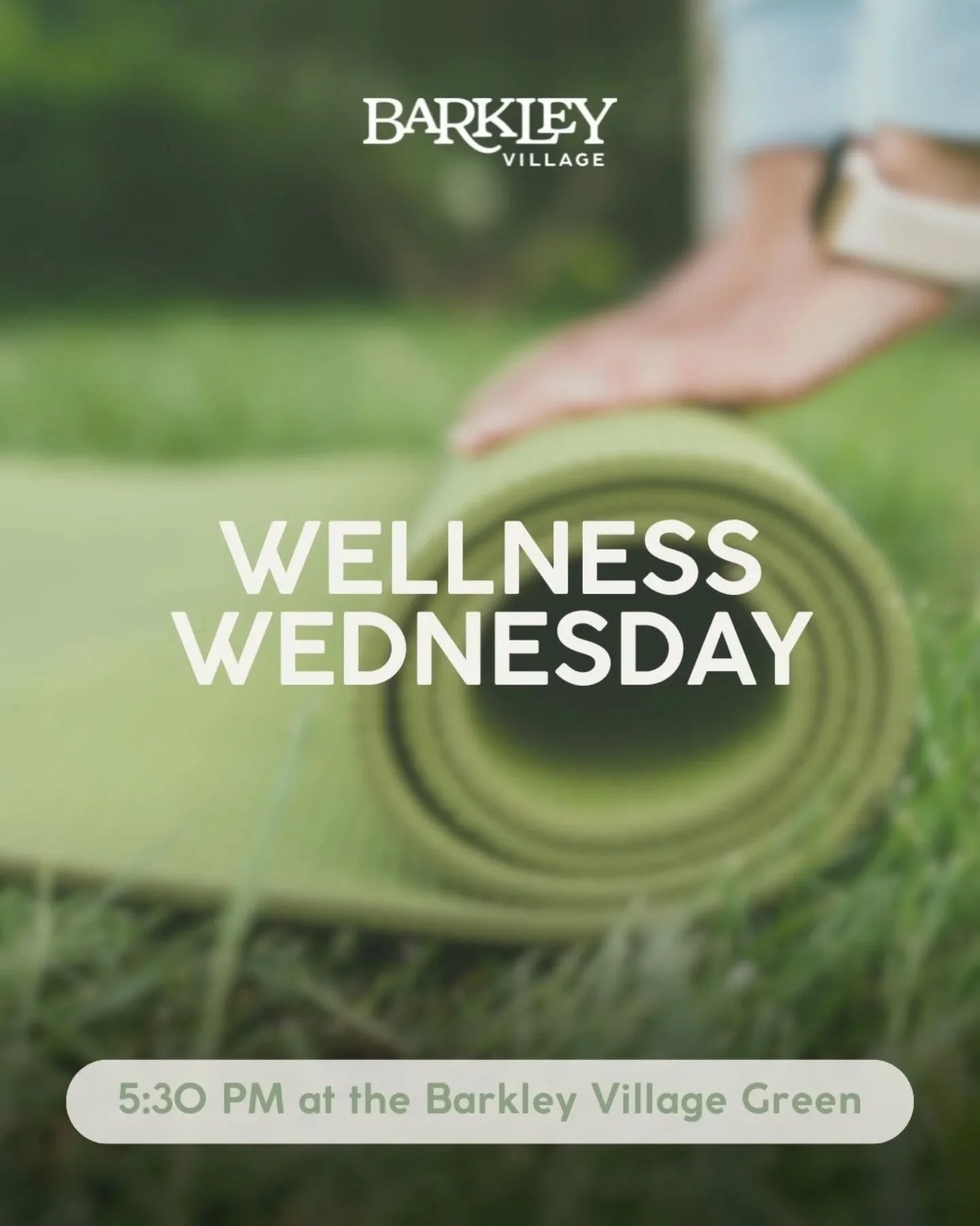 Wellness Wednesdays are here 🌿

Starting this Wednesday, June 10, we're bringing free outdoor fitness classes to the Barkley Village Green every Wednesday evening this summer &mdash; hosted by some of your favorite Barkley Village wellness and fitne