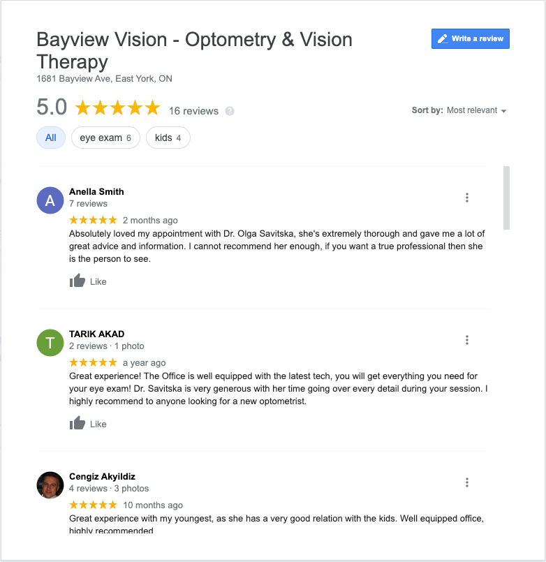 Optometrist Toronto Serving Toronto for 40 years Bayview Vision