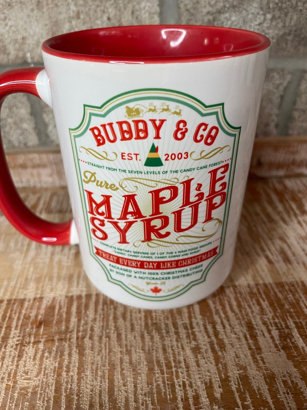 Christmas buddy & co pure maple syrup holiday elf tea coffee mug