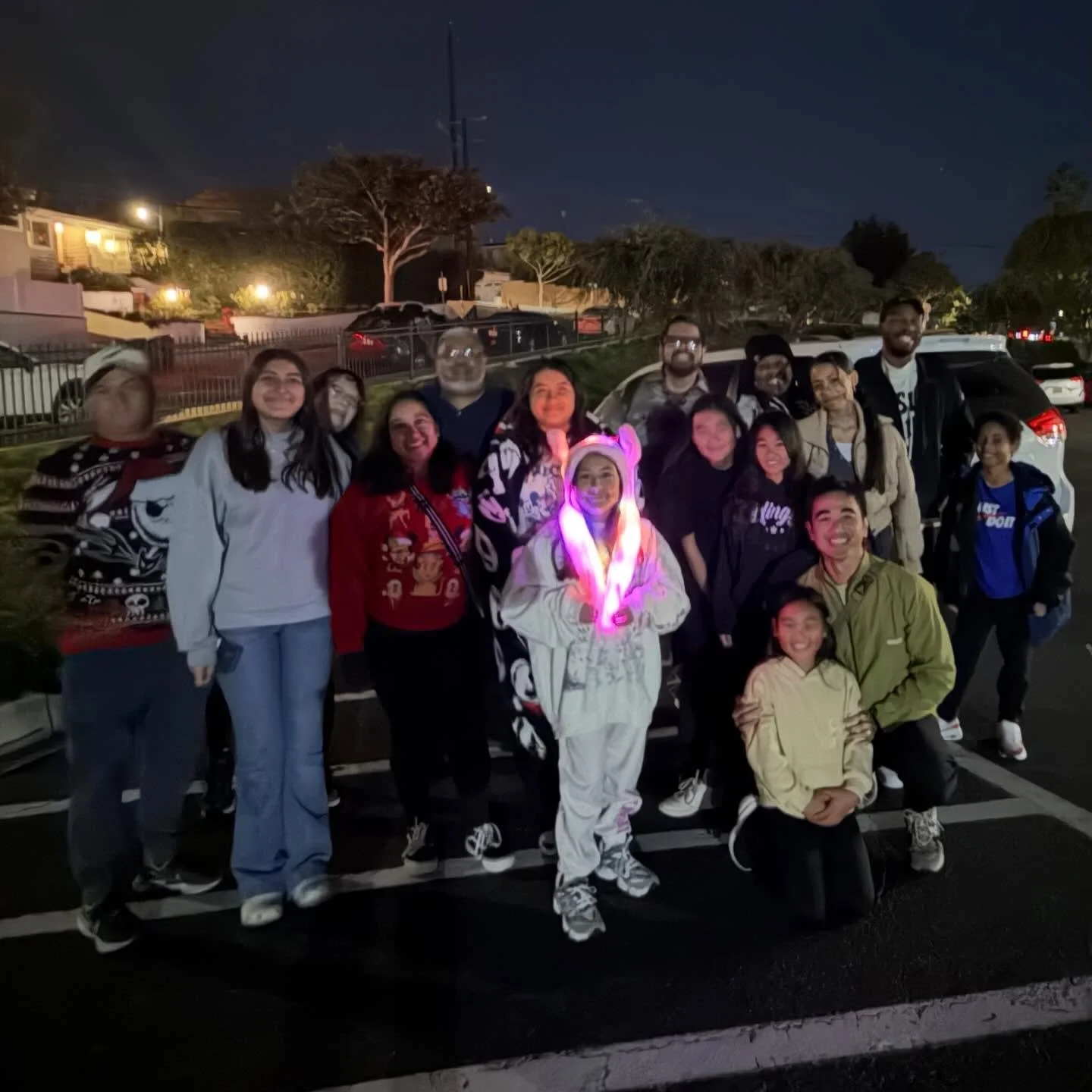 Sweet time checking out the Christmas lights in South Torrance with our church fam!