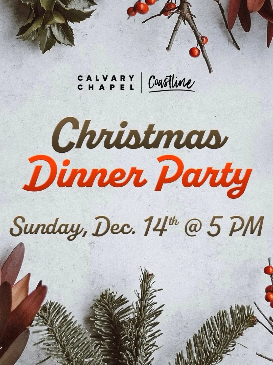 Coastline family we are excited to announce we are having our Coastline Christmas dinner this Sunday!!!!! we are going to gather for a time of encouragement, worship, and fellowship! Come hungry for some yummy tamales and pozole! See you there!!!