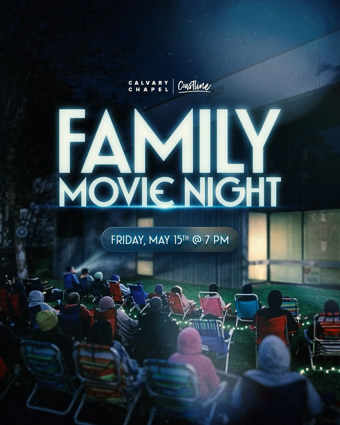 🎬✨ Outdoor Family Movie Night ✨🎬
Join us at Calvary Chapel Coastline for a fun evening under the stars!  Friday, May 15
7:00 PM
Bring the whole family &mdash; all ages are welcome! We&rsquo;ll be showing the recent film &ldquo;David&rdquo;.
🍔🌭 Co