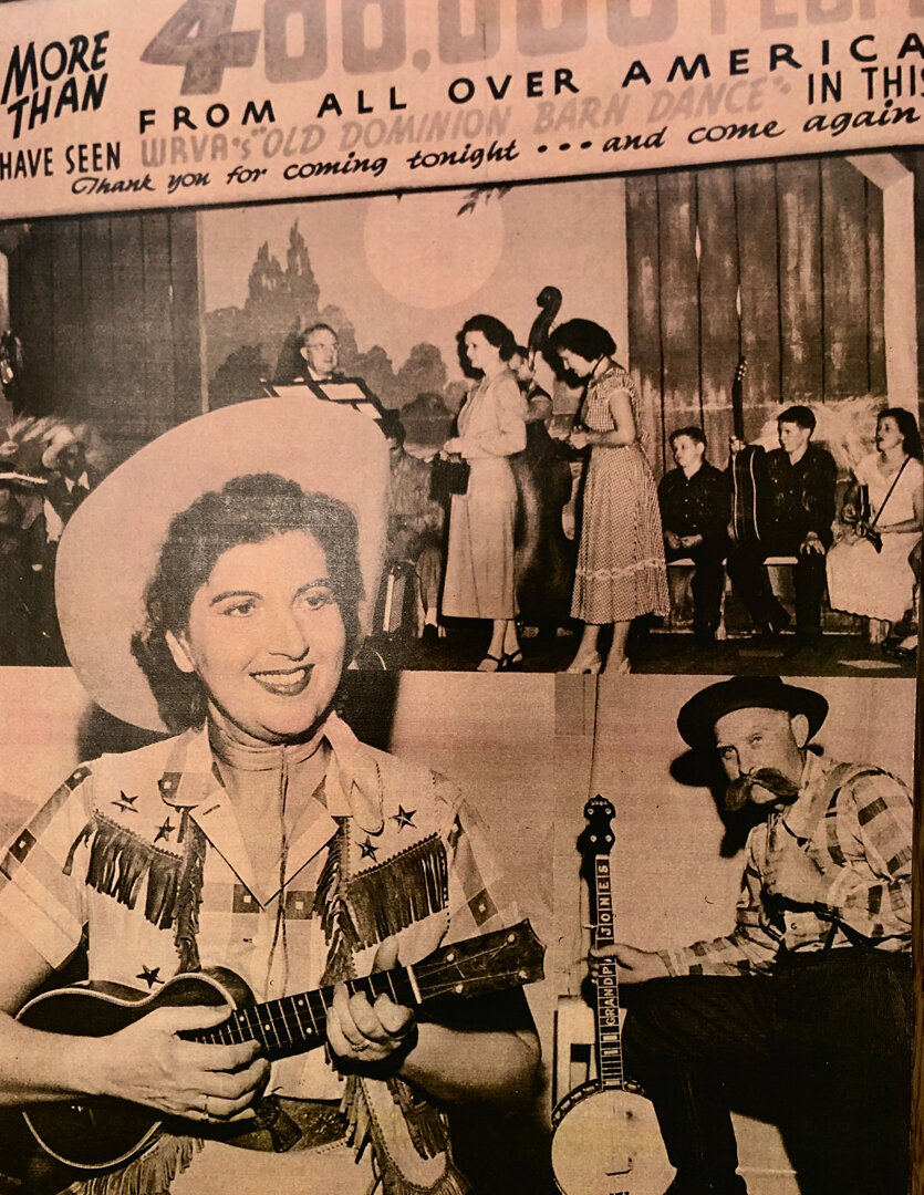  Sunshine Sue and Grandpa Jones of the Old Dominion Barn Dance often appeared at Victory Hall in the 1940's. 