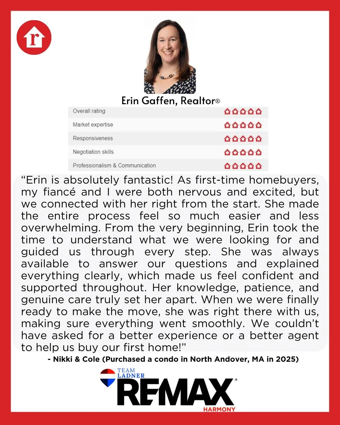 ✨&ldquo;From the very beginning, Erin took the time to understand what we were looking for and guided us through every step. She was always available to answer our questions and explained everything clearly, which made us feel confident and supported
