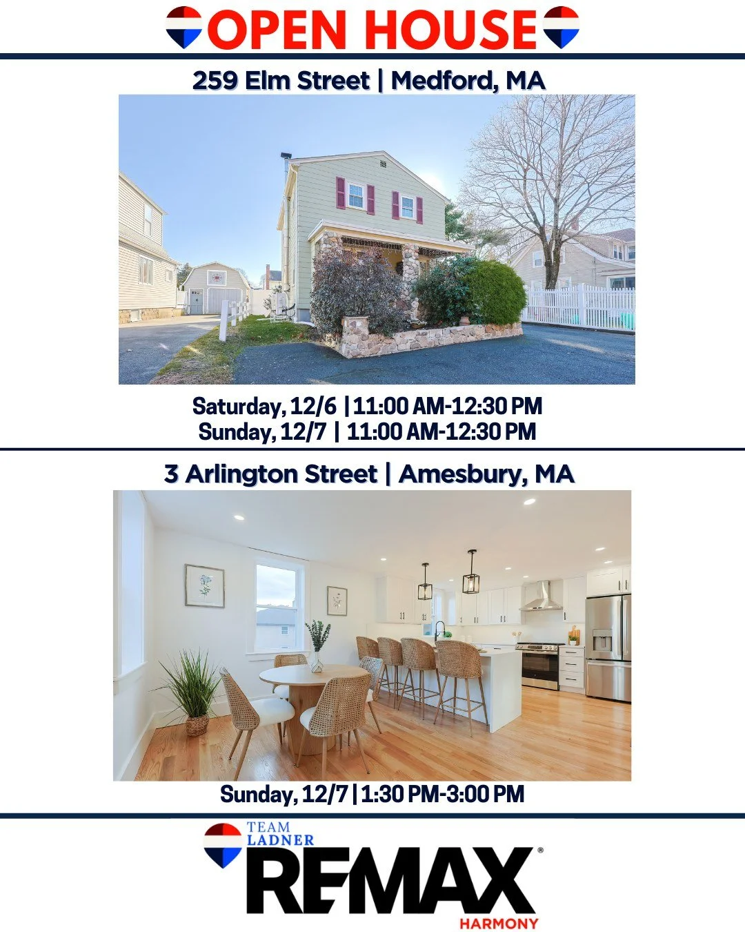 🔑Two turnkey homes are ready for their next chapter. Stop by this weekend!🏡

☎781.587.0528
👉TeamLadner.com

#RemaxHarmony #Remax #TeamLadner #medfordma #amesburyma