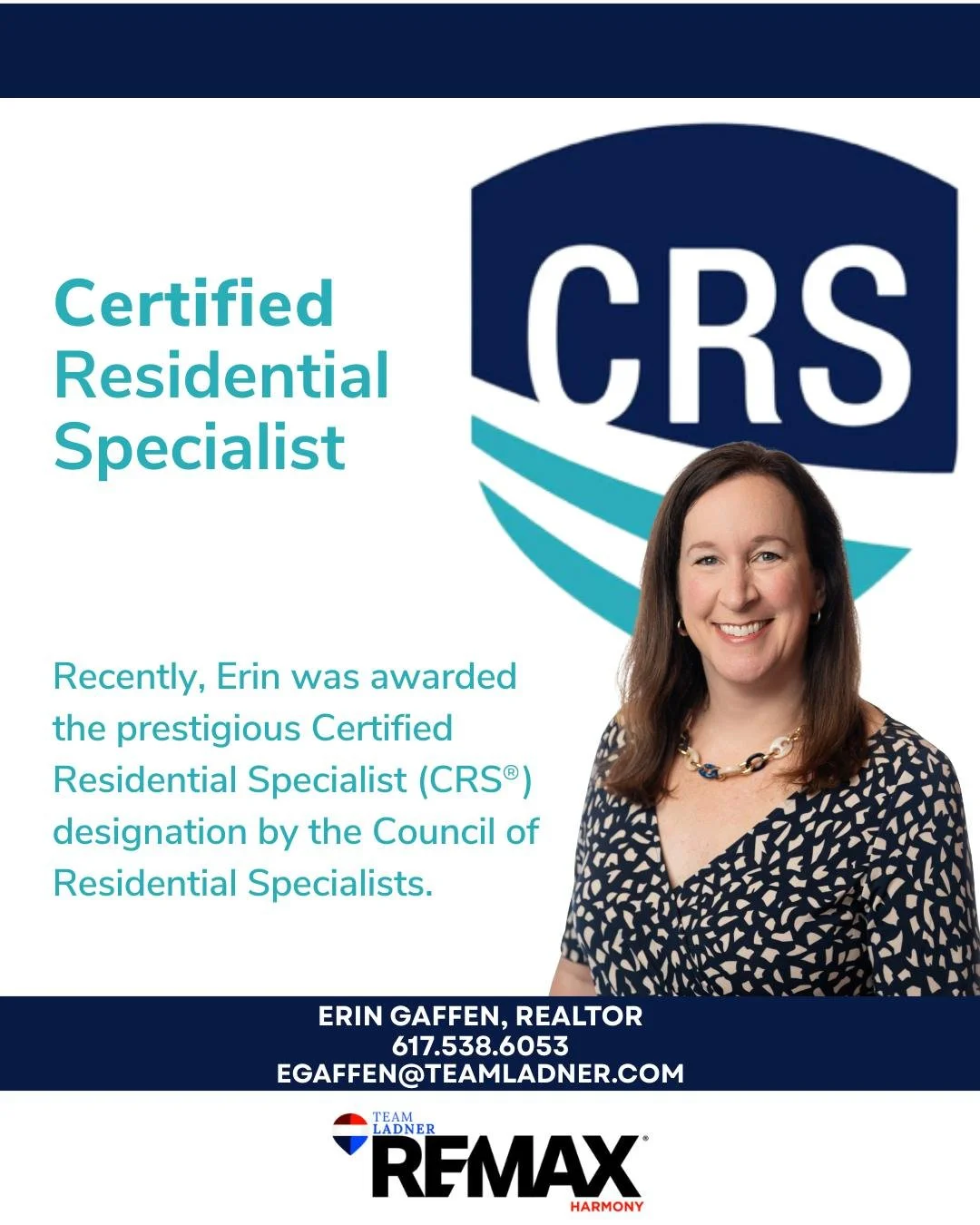 📣We&rsquo;re thrilled to share that Erin has earned her CRS (Certified Residential Specialist) designation; one of the highest credentials awarded to residential real estate agents nationwide.✨

💎A small percentage of Realtors ever achieve this lev