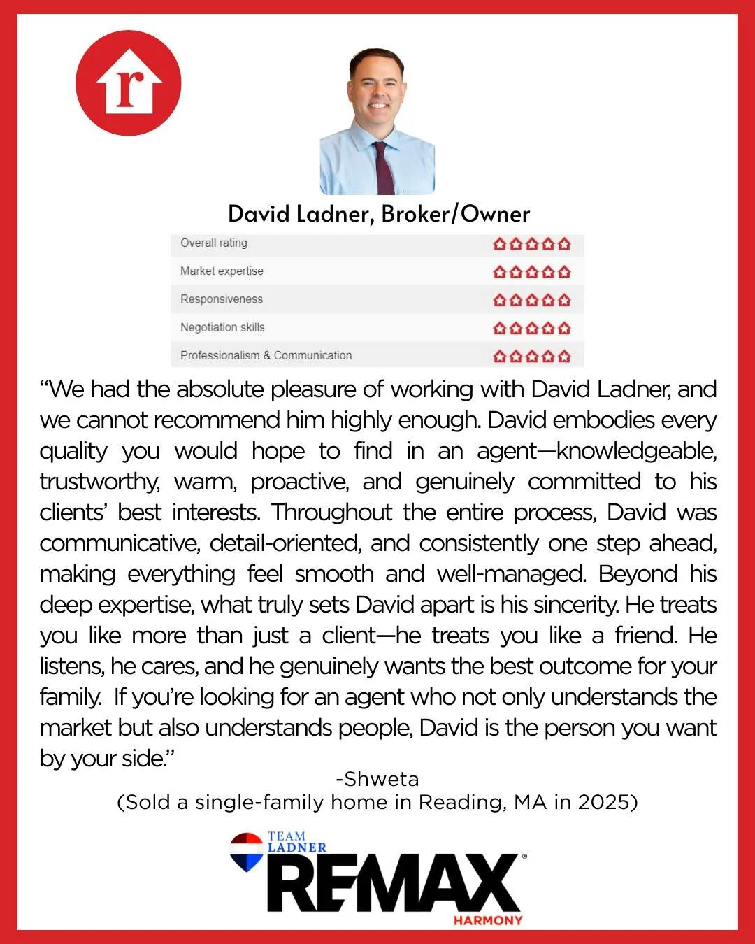 &ldquo;We had the absolute pleasure of working with David Ladner, and we cannot recommend him highly enough. David embodies every quality you would hope to find in an agent&mdash;knowledgeable, trustworthy, warm, proactive, and genuinely committed to
