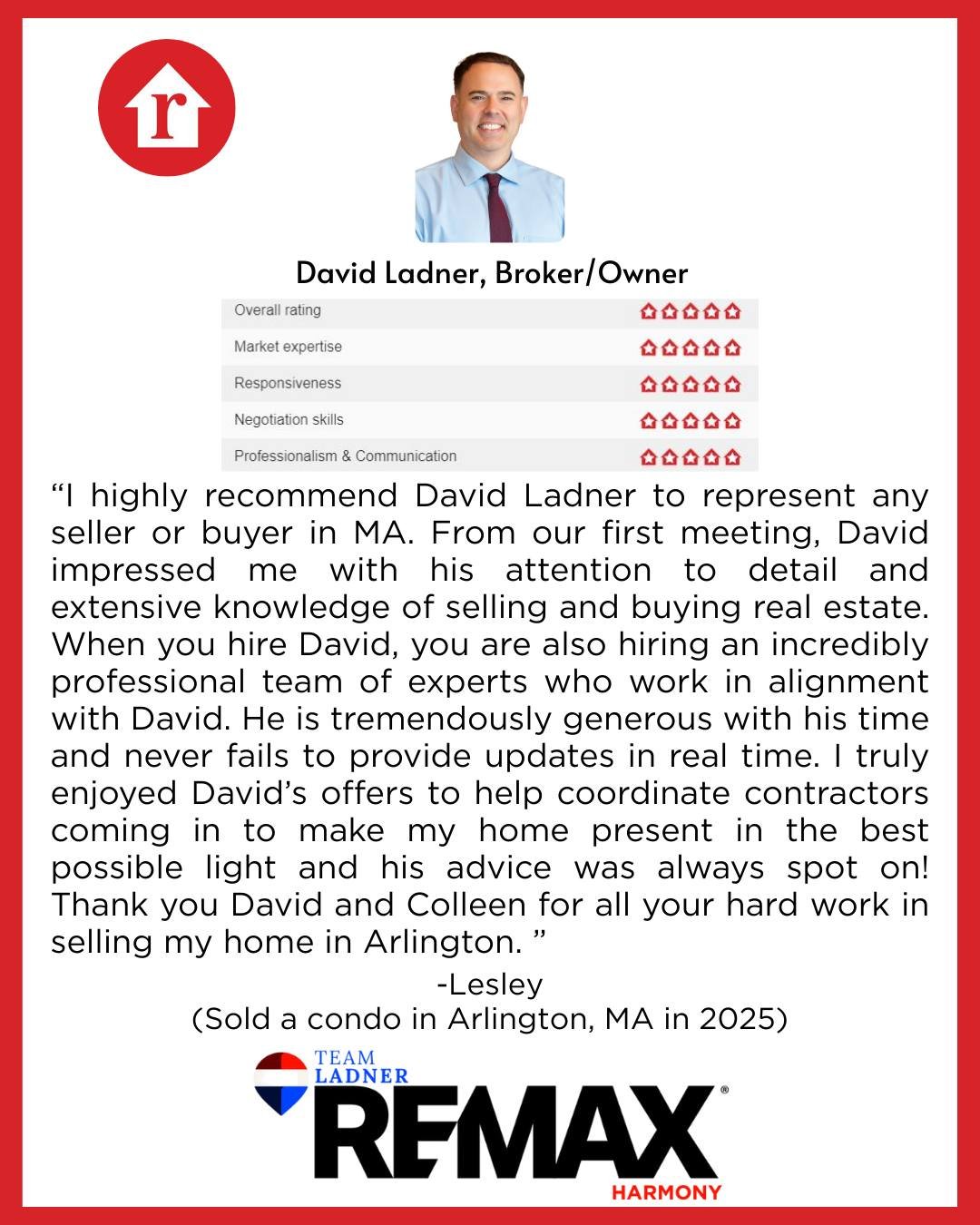 &ldquo;When you hire David, you are also hiring an incredibly professional team of experts who work in alignment with David. He is tremendously generous with his time and never fails to provide updates in real time.&rdquo;

☎781.587.0528
👉TeamLadner