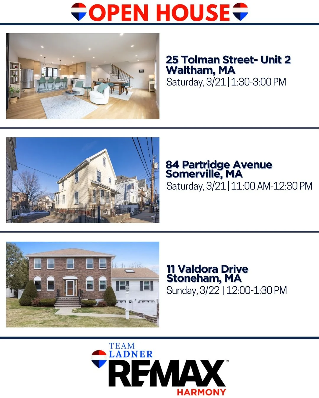 💫Thinking about a move? Join us this weekend as we showcase three distinct homes across the Greater Boston area. From urban energy to suburban serenity, we&rsquo;re hitting the best of:

🔑Waltham: The perfect mix of trendy dining and community feel