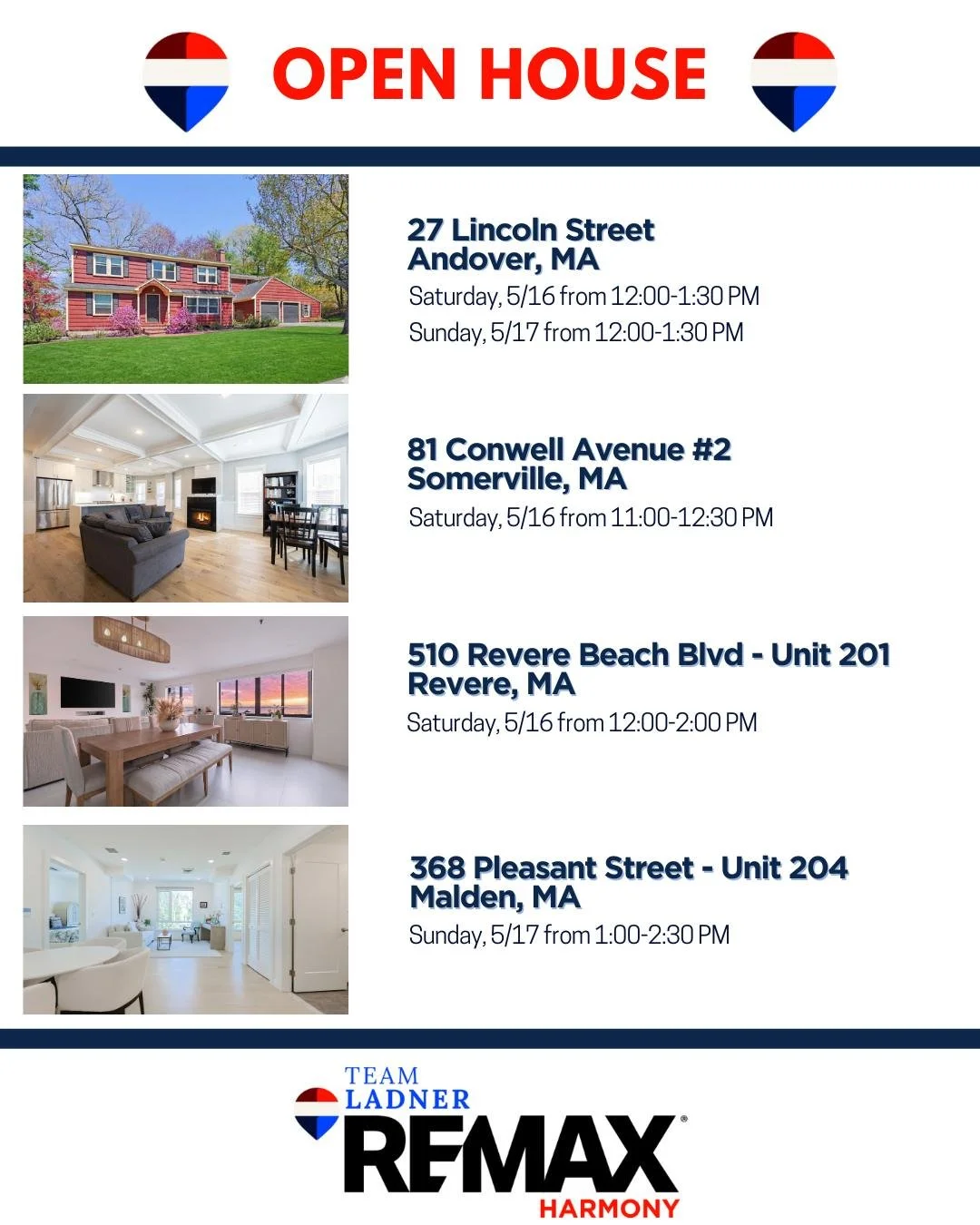 🌞Is it the New England weather finally getting warmer, or is it just these new listings?🔥
The market is heating up and we have the perfect keys to your new front door.🔑 
Stop by one of our Open Houses this weekend and see your future home in perso