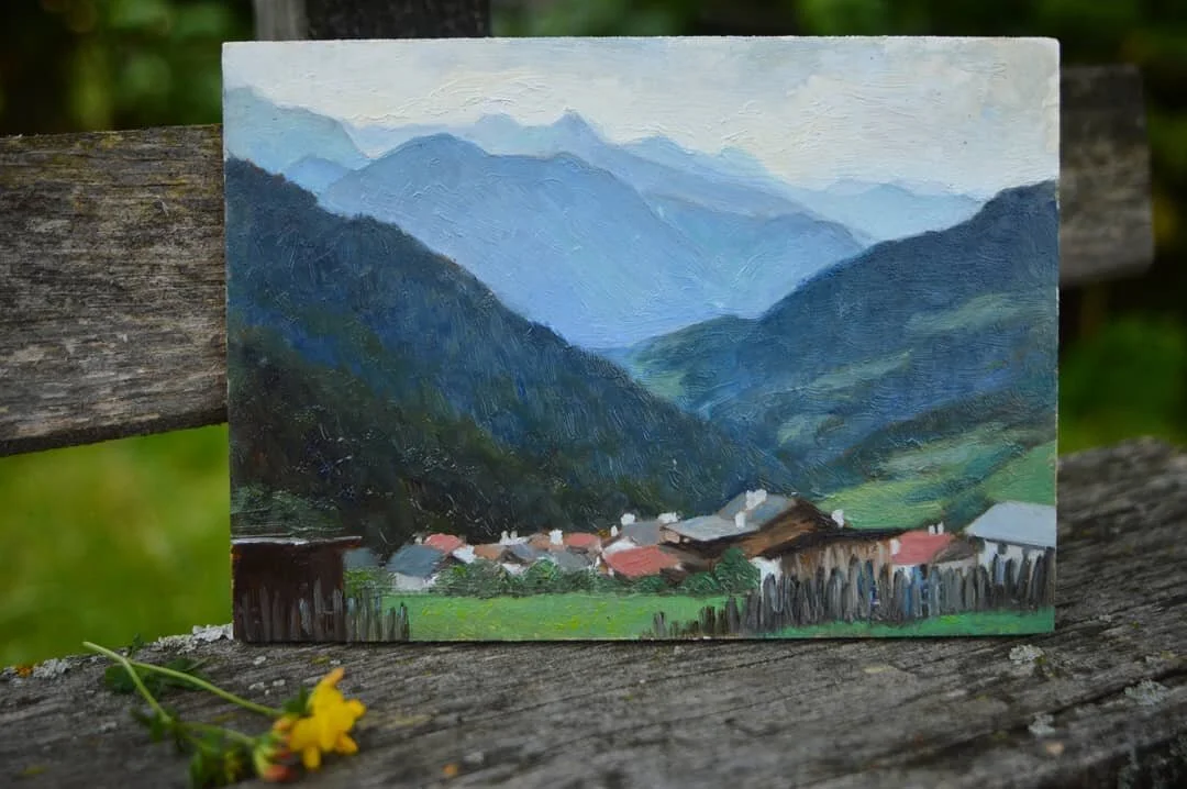 Now in my Etsy shop! 🎉 
Alpine Village, 13x18cm, oil on panel.

#art #artist #artwork #artistlife #artstagram #instaart #instaartist #landscapeart #landscapeartist #landscaping #painting #mountains #sketch #sketches #handmade #nature #cloudy #figura
