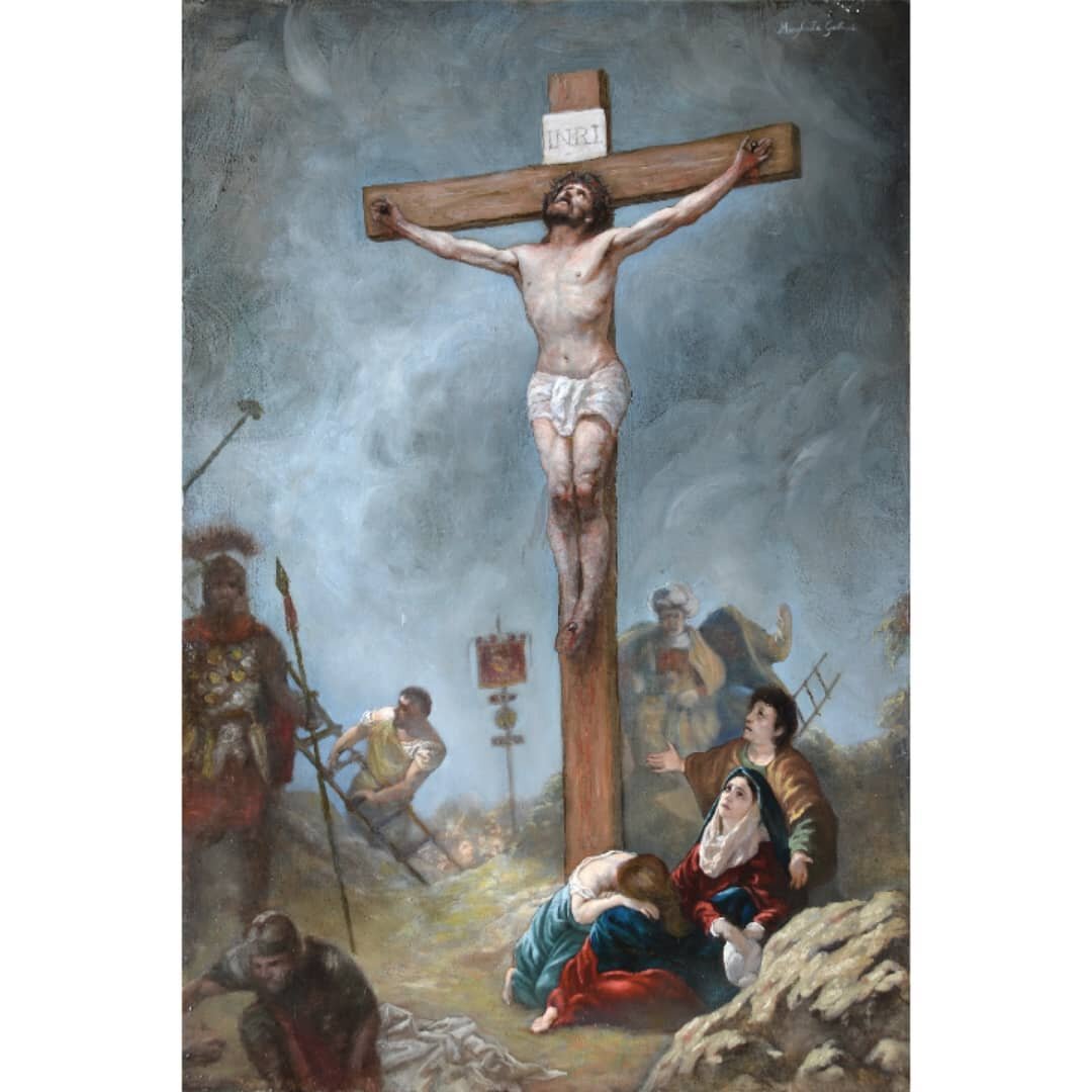 &quot;Father into your hands I commit my Spirit&quot; oil on panel, 40cmx60cm. 
Finally I publish the photo of this Crucifix. I haven't used Instagram for months 😅 anyway... I survived 😂 I just want to share with you a piece of my painting adventur