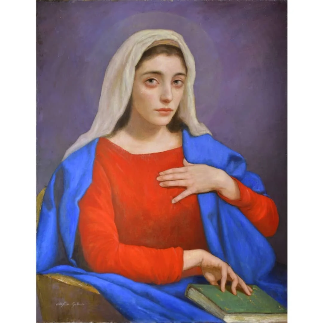 &quot;Our Lady of Sorrows&quot; 70cmx90cm Oil on canvas.
I finally fixed the camera 📸 and realized that the Rembrandt' cobalt blue deep, is so photogenic.🤭
______
&quot;Addolorata&quot; 70cmx90cm Olio su tela.
Ho finalmente aggiustato la macchina f