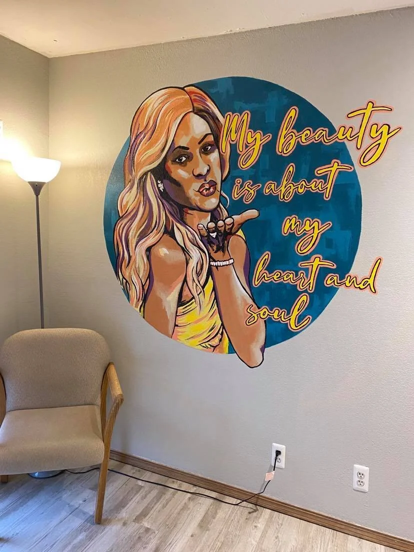 Laverne Cox 
941 W 27th St S 
October 2020 
5' x 5' 
 
Commissioned by M-Care Healthcare, located within an exam room.