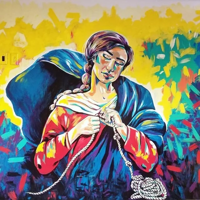 Untier of Knots 
3100 McCormick St 
January 2020 
8' x 11' 

Located on Newman University campus. Commissioned to revamp the student ministry office's multi-use room.