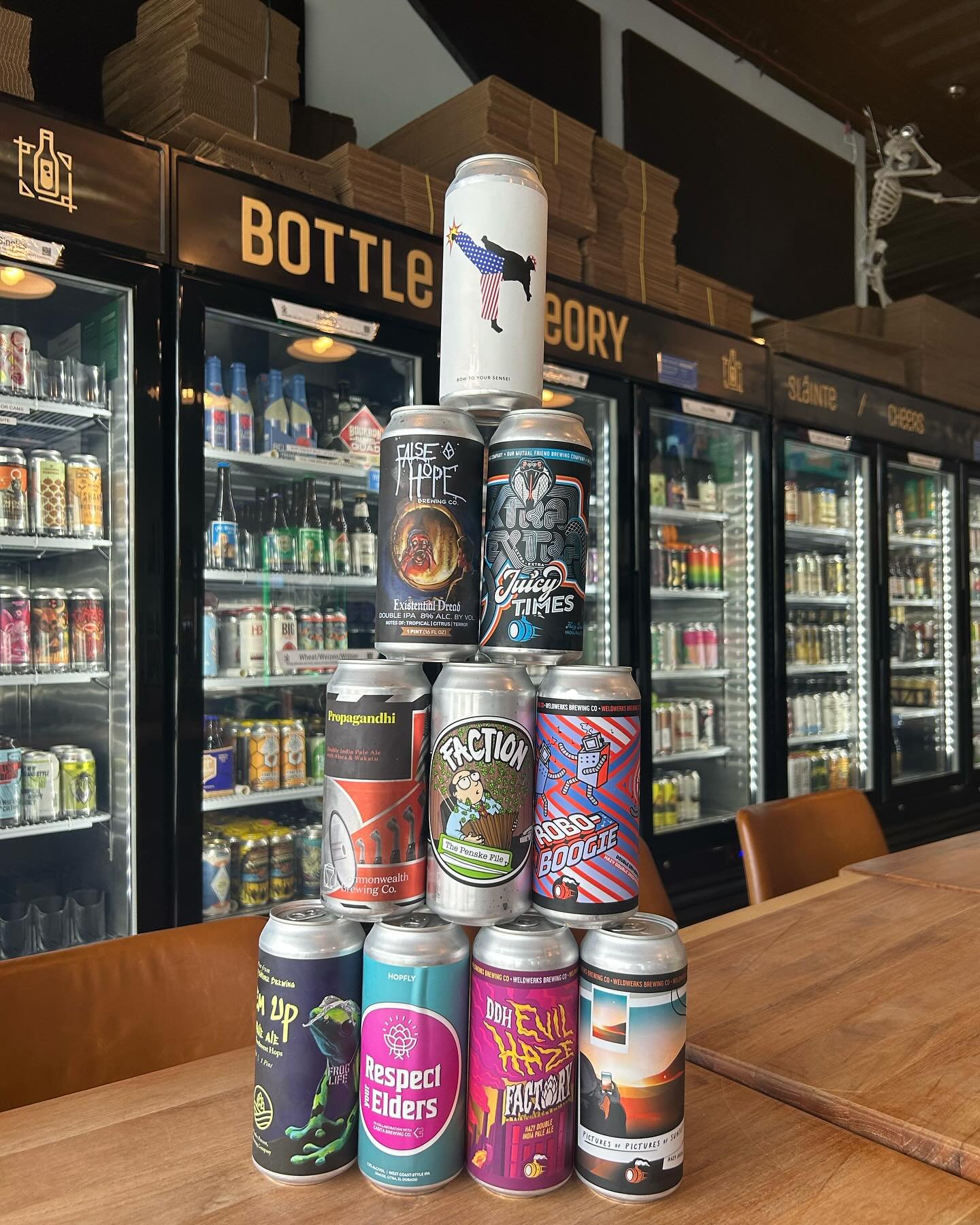 Cheers to the weekend🍻 We have tons of new beers for you all to try! 
Breweries featured: @falsehopebrewing @commonwealthbrewco @weldwerksbrewing @hopflybrewingco @eviltwinbrewingnyc @factionbrewing @toxbrewing 

#bottletheory #apexnc #carync #craft