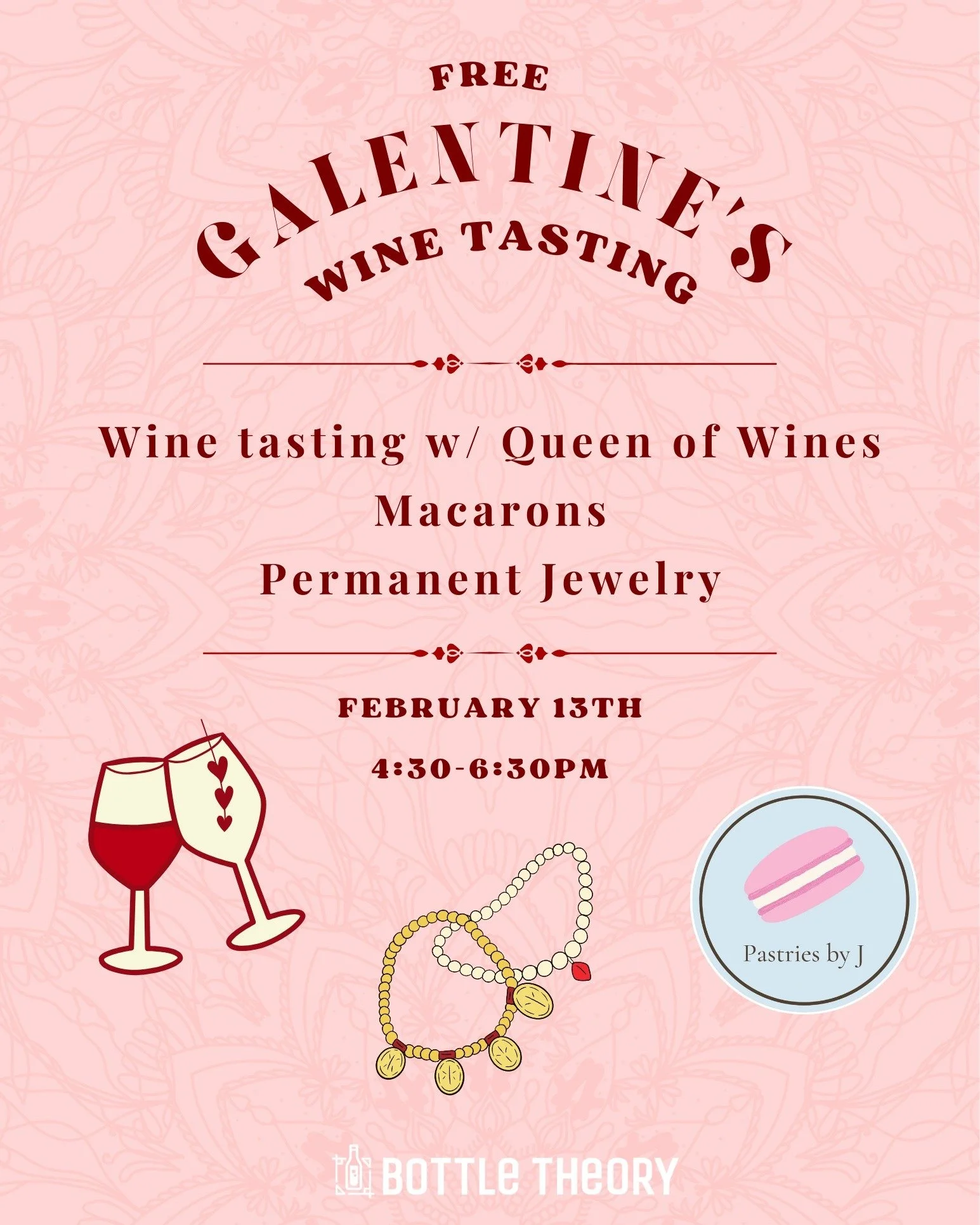 Consider this your sign to plan a Galentine&rsquo;s date 💅🍷

💗NEXT FRIDAY, 2/13: complimentary wine samples, cute treats, and permanent jewelry!💗

Bring all your gals &amp; pals for an evening of love! 💓

Macaroons &amp; jewelry available for pu