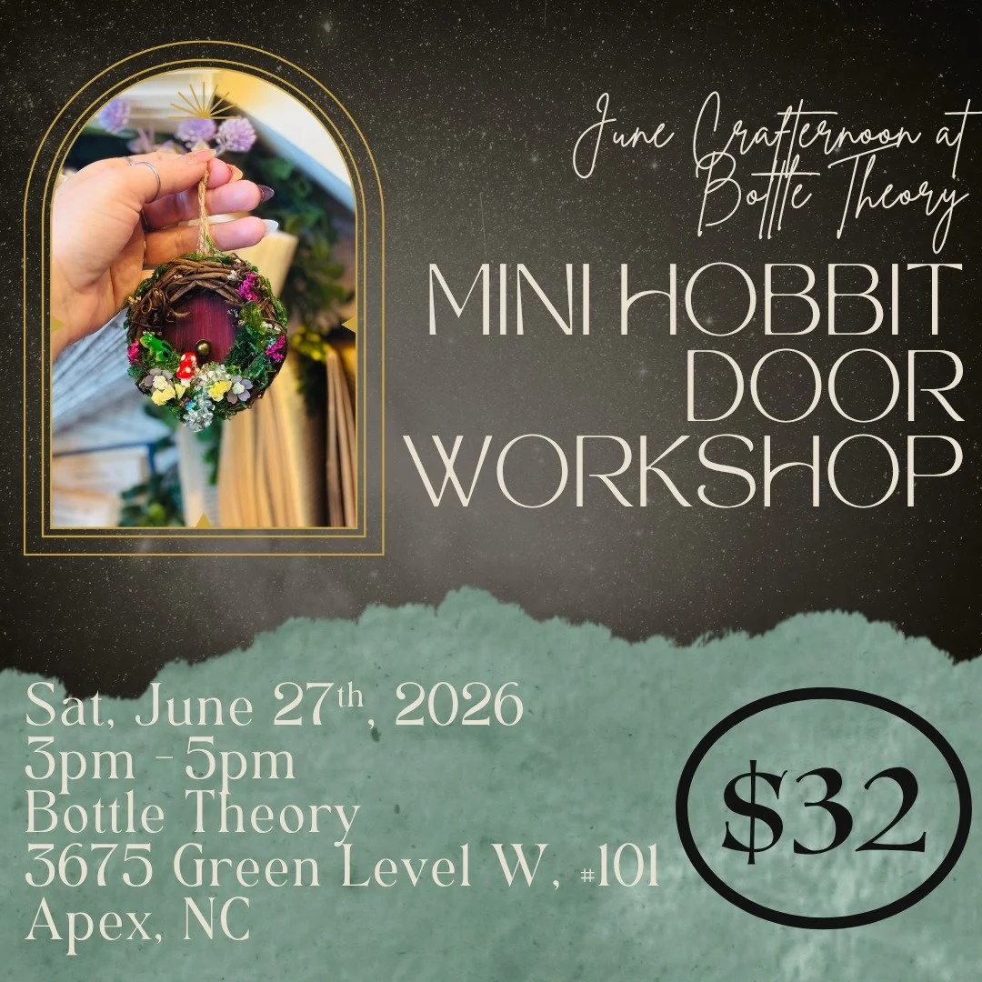 June Crafter-noon with @bearhandsgifts 🖼️ ✂️

Join us on Saturday, June 27th, from 3-5pm as Bear Hands, a local craft &amp; gift store in Downtown Apex, will be guiding artists through a miniature Hobbit door workshop - how cute! It's the perfect ex