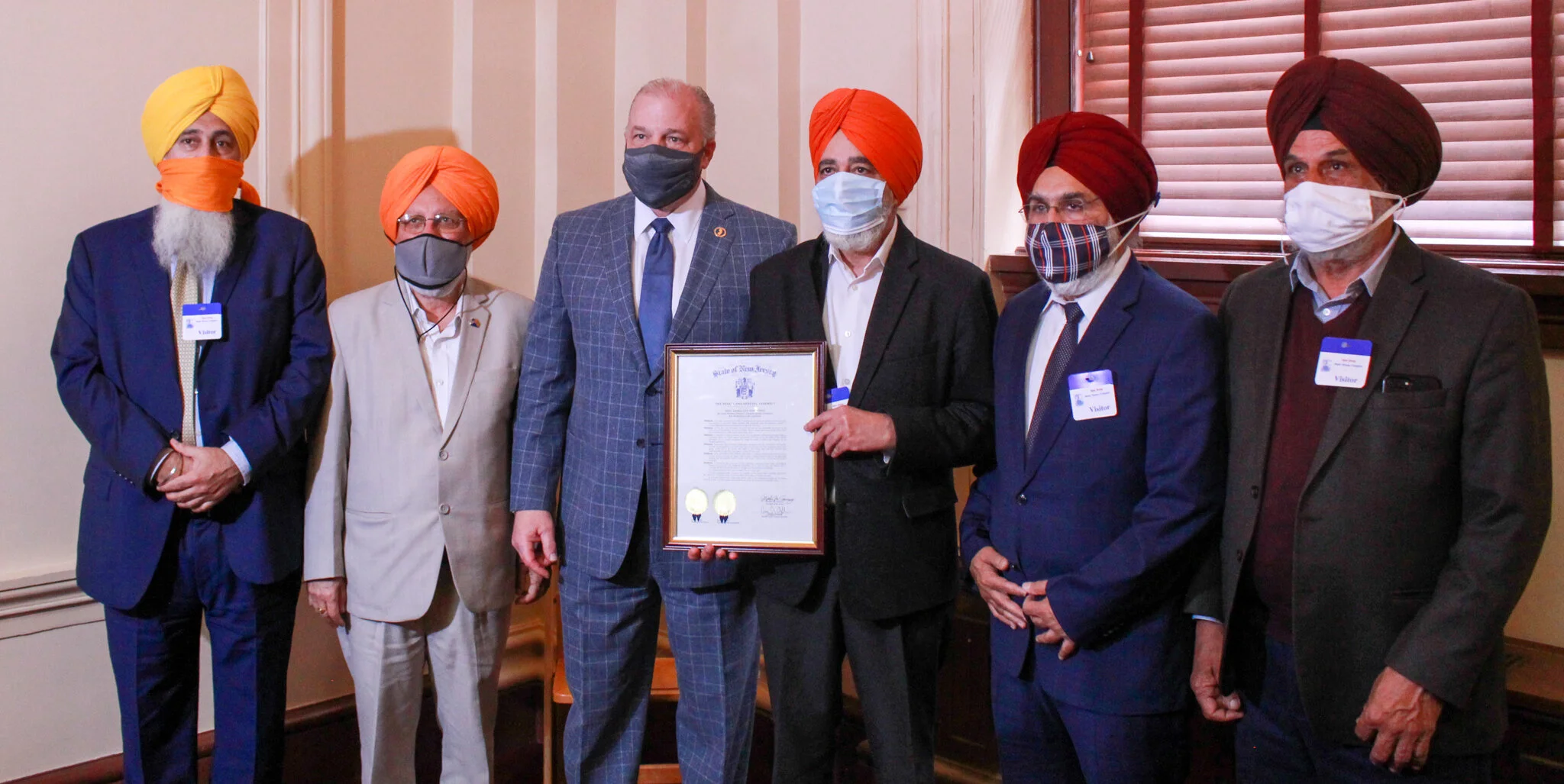 Jagraj Singh Grewal, Rajbhinder Singh Badesha, Senate President Steve Sweeney, Harjinder Singh, Harjinder Singh Kehal, Avtar Singh Heir