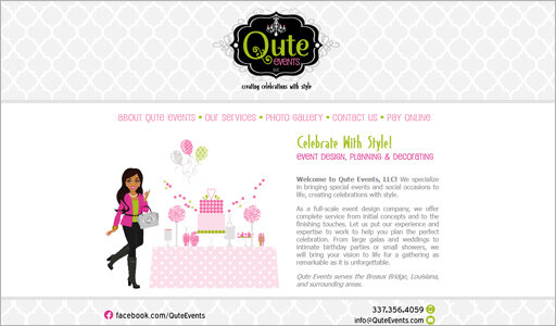 Cute, Fun, Girly Website Design for Party &amp; Event Planner New Business - New Orleans, LA