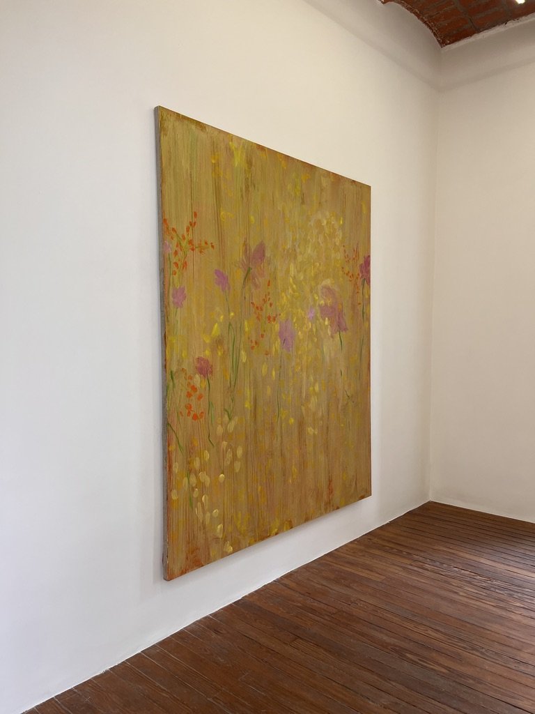 Yellow impressionist wall art in Galeria Mascota in Mexico City