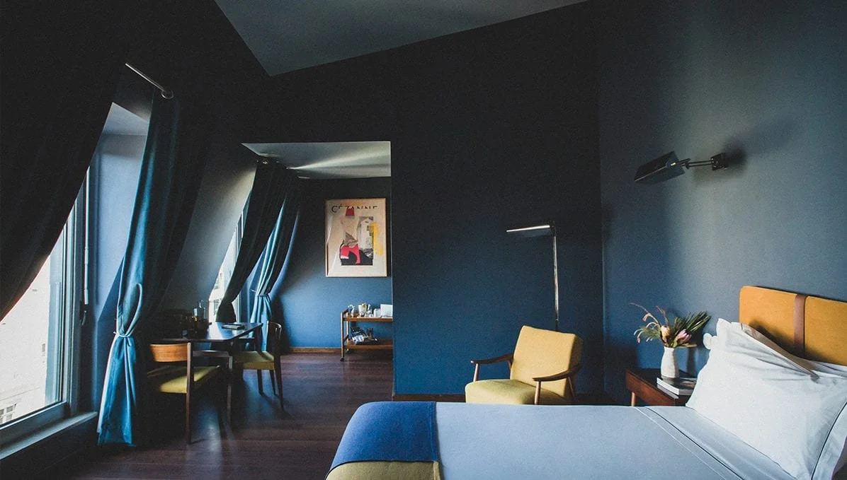 Blue room at The Vintage hotel in Lisbon