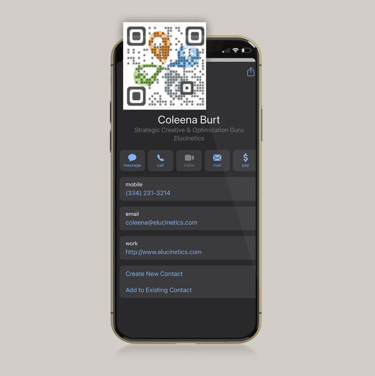 QR + Upload Contact Vcard