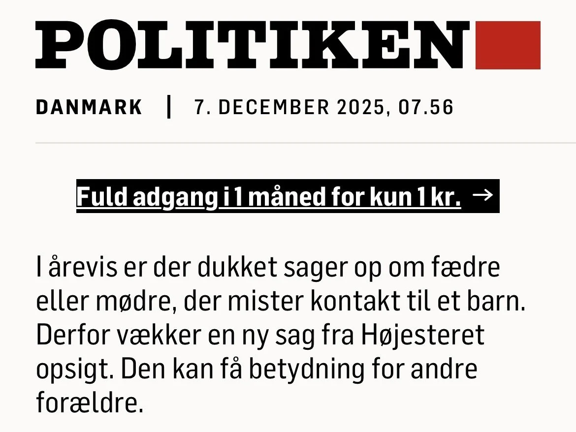 Artikel i Politiken: 13-årig pige skal hentes til samvær med en far, hun ikke kender