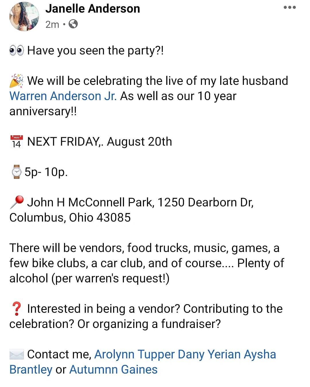Interested in being a vendor? Contributing to the celebration? Or organizing a fundraiser? 

#menshealth #WarrensFinalJam #health #fitness #lifestyle #columbusohio