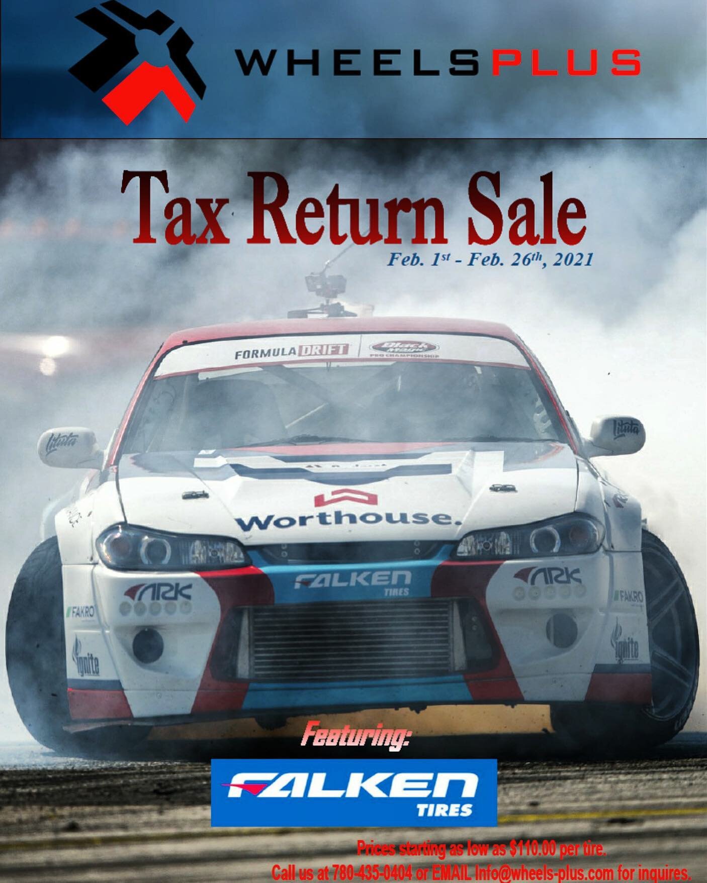 The Falken Tire Tax Return Sale ends February 26! Don&rsquo;t miss this chance to save big! #wheelsplus #wheels #tires #falken @falkentire #edmonton #yeg #780 #shoplocal #supportsmallbusiness #fk510 #wildpeakat3w #tiresale