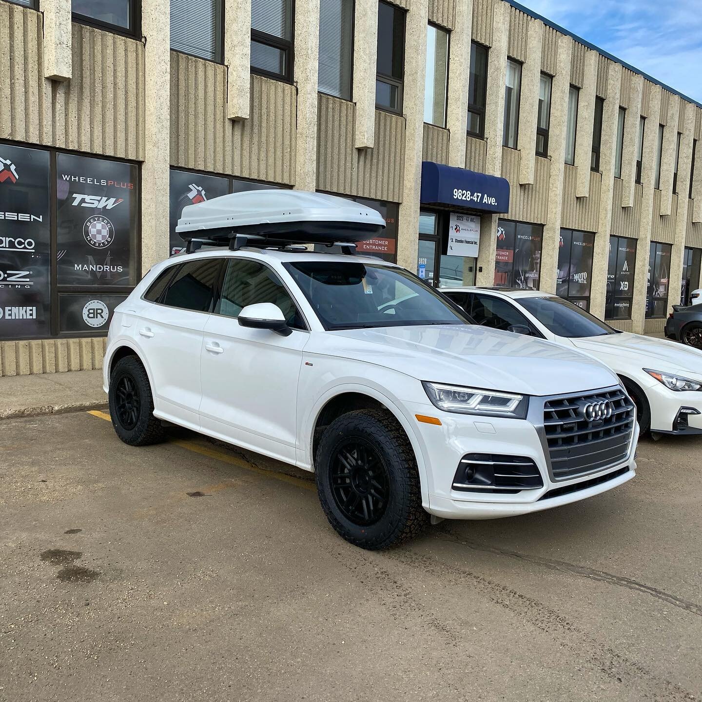 Black Rhino Arches and Falken Wildpeak at3w tires on a Q5? We approve! @blackrhinowheels @falkentire @audiclubwc #wheelsplus #wheels #tires #accessories #shoplocal #supportsmallbusiness #audi #q5