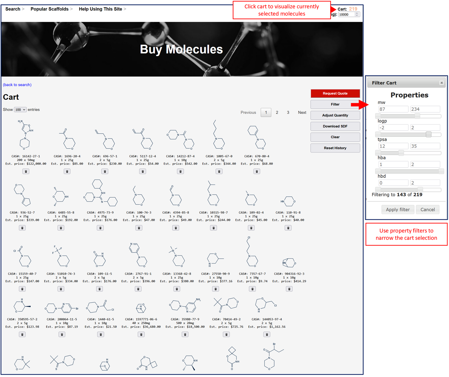 Searching molecules online — ChemApps