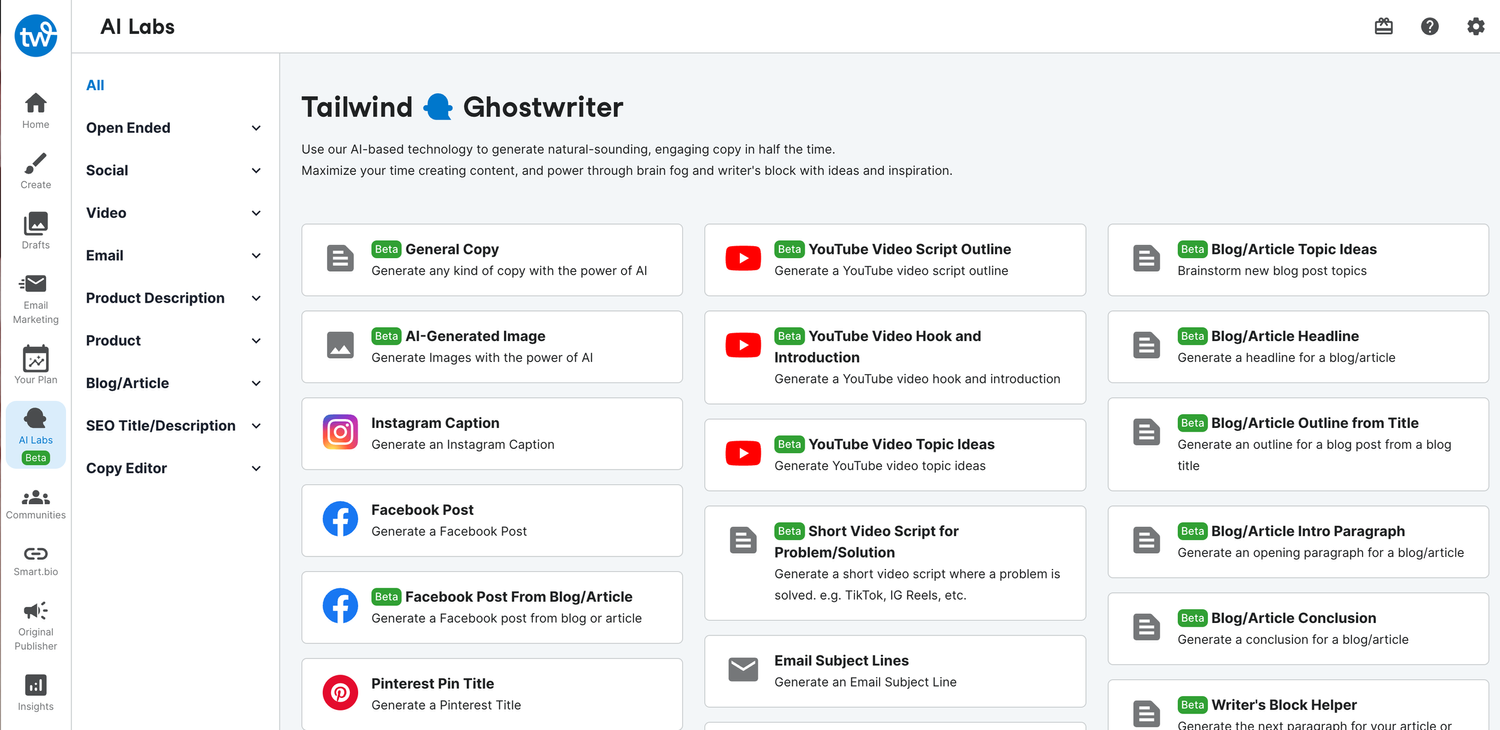 Unlock Time-Saving AI Marketing Tools with Tailwind Ghostwriter — Jen ...