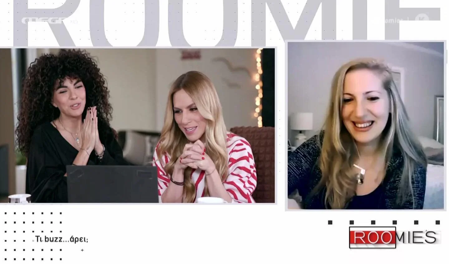 Screenshot from my interview at @megatvcom &lsquo;s Roomies, a Greek tv show, where I talked about my work in Artificial Intelligence at Google. Loved meeting @mariasolomou_official &amp; @dorettapapadimitriou_official 🙏