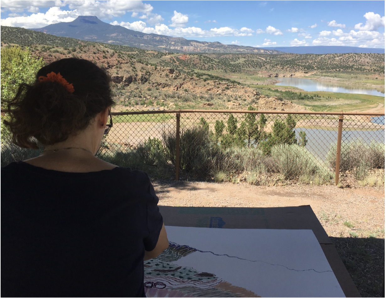 Plein air drawing at Georgia O’Keeffe’s favorite mountain, Abiquiu, New Mexico