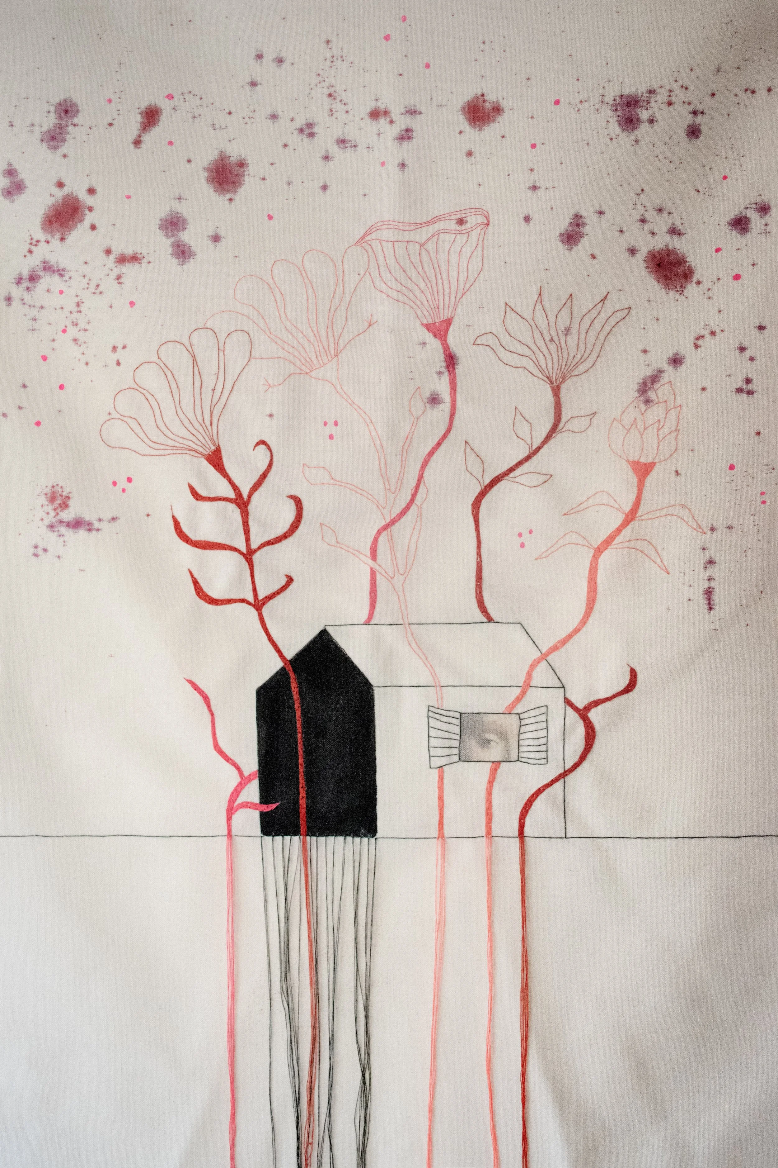 La vida interior. 70 x 55 cm. Bordado y tecnicas mixtas, 2024