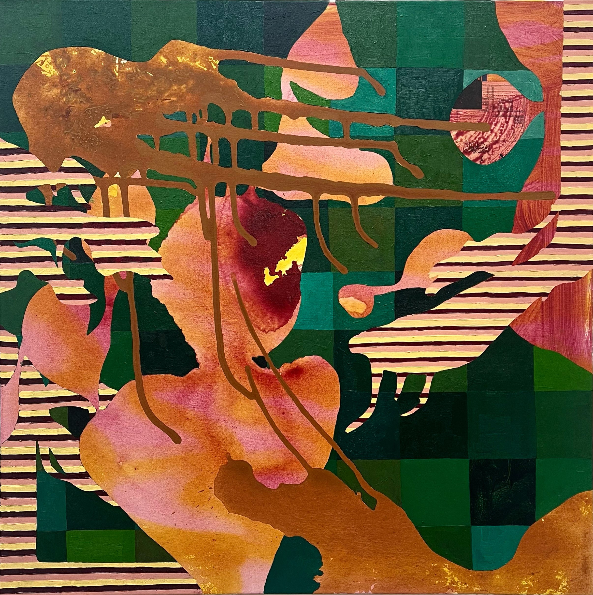 Noah Schmitz. Somatic Veil, oil and acrylic on canvas, 36 in x 36 in, 2024