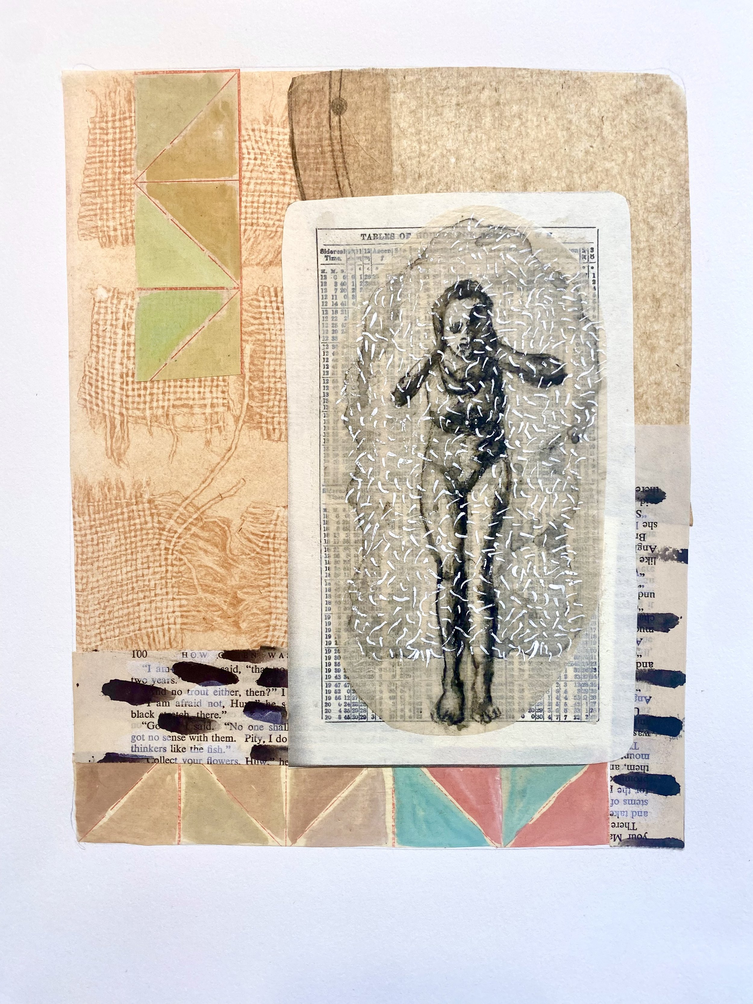 Andrea Borsuk. Shroud of Silence, Mixed media on paper, 11" x 15", 2024