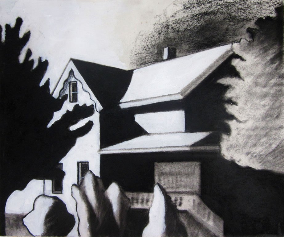 Diane Pribojan. Cleveland Colonial, charcoal, 18in x 24in, 2017