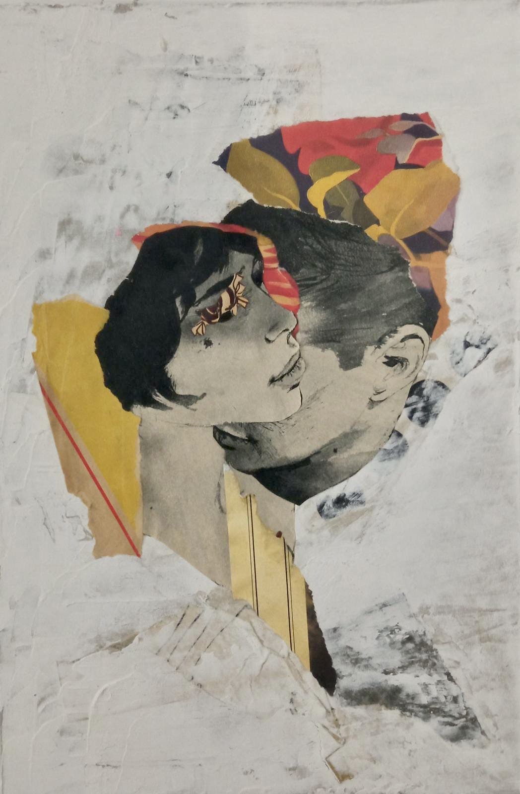 Cristina Rodriguez. Lie to Me, vintage magazines, scrap paper, chalk paint , 12x8in, 2022