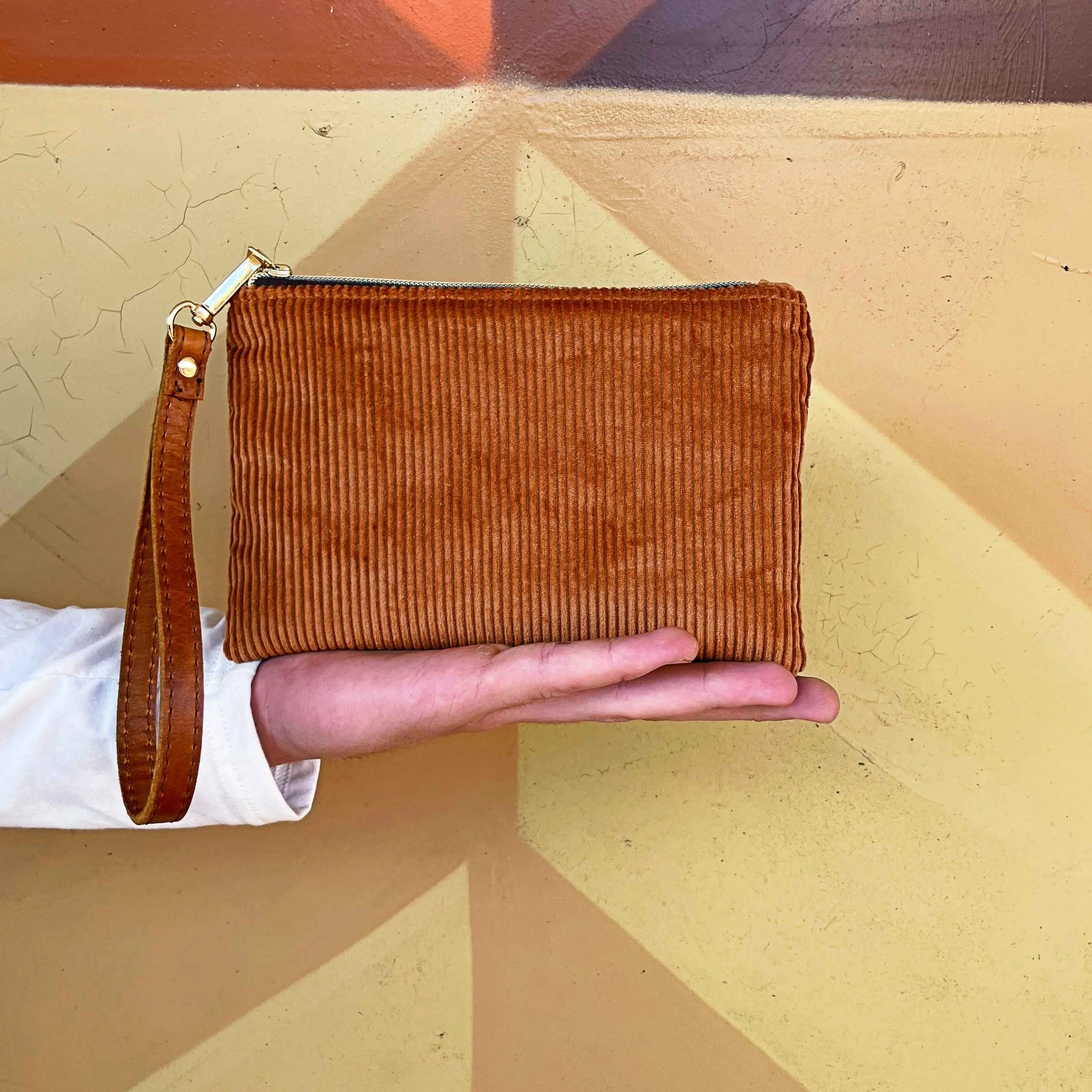 Tan Corduroy - Wristlet