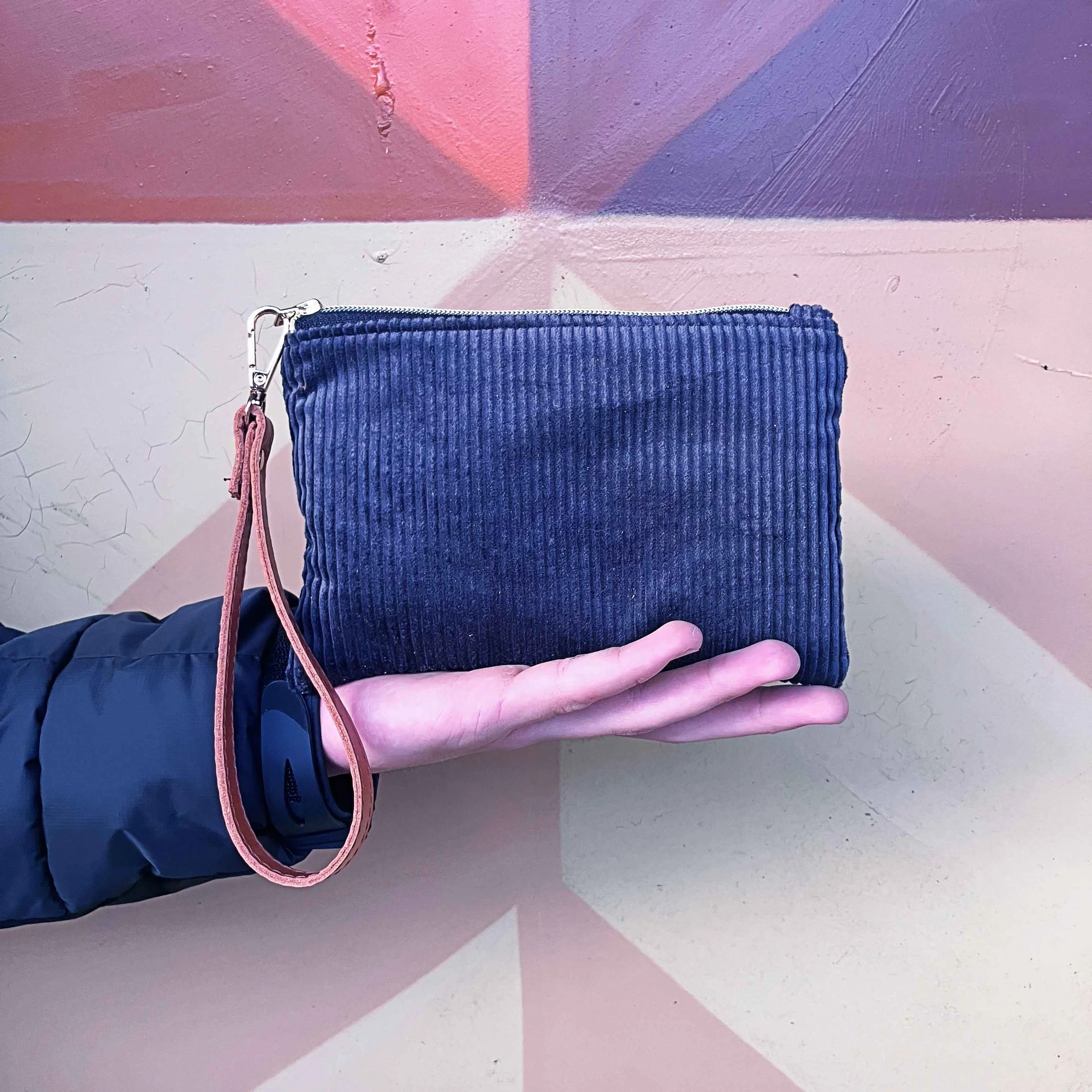 Black Corduroy - Wristlet