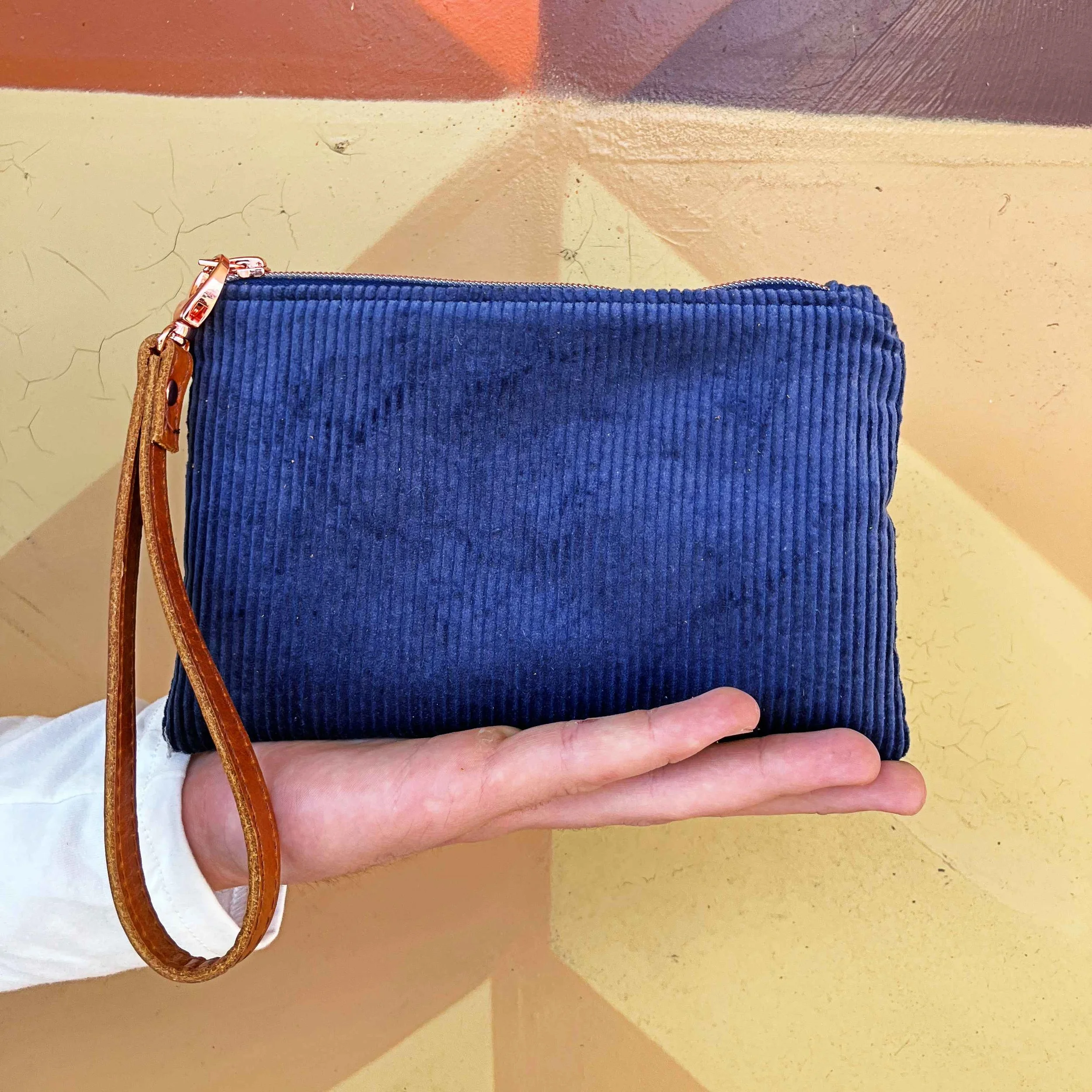 Navy Corduroy - Wristlet
