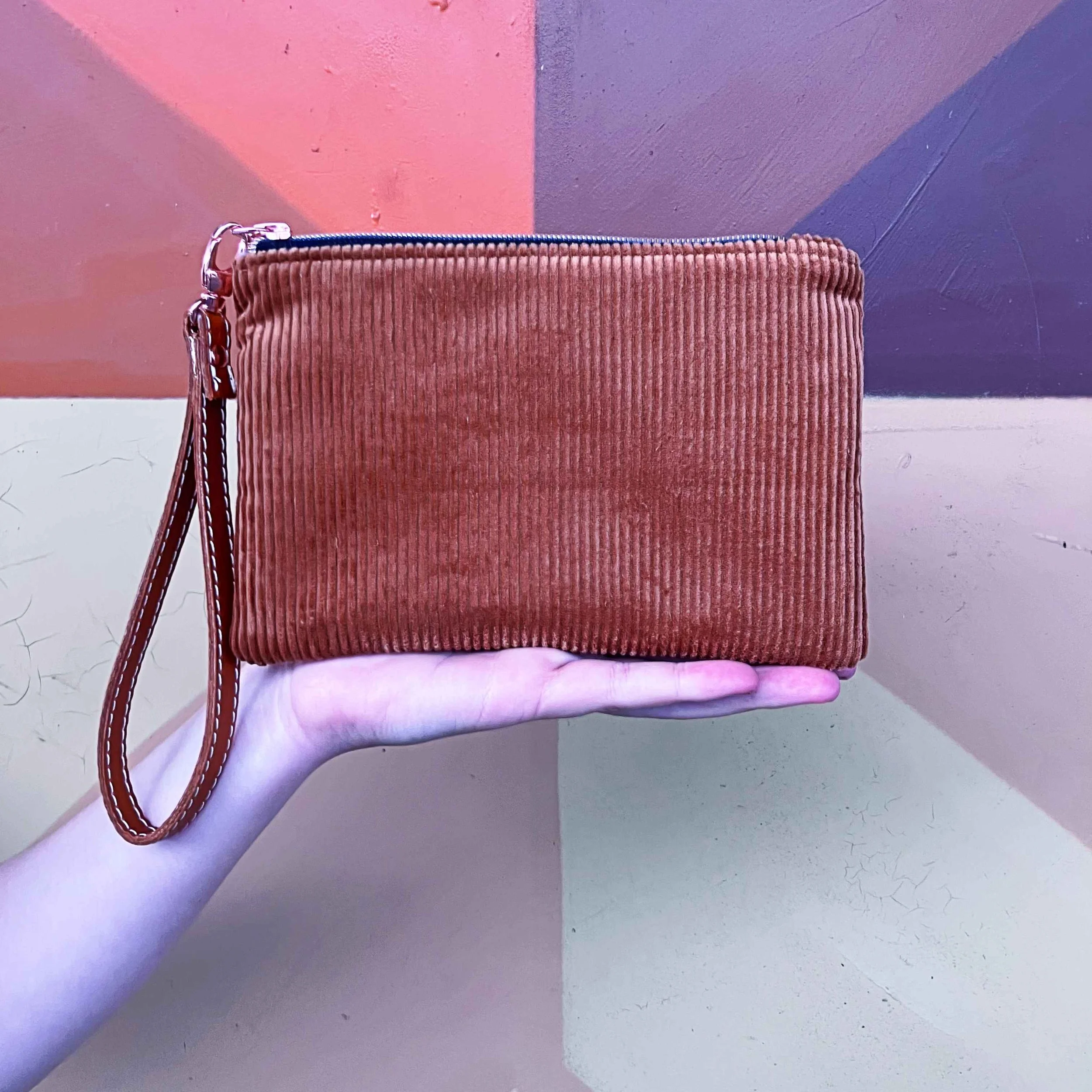 Tan Corduroy - Wristlet