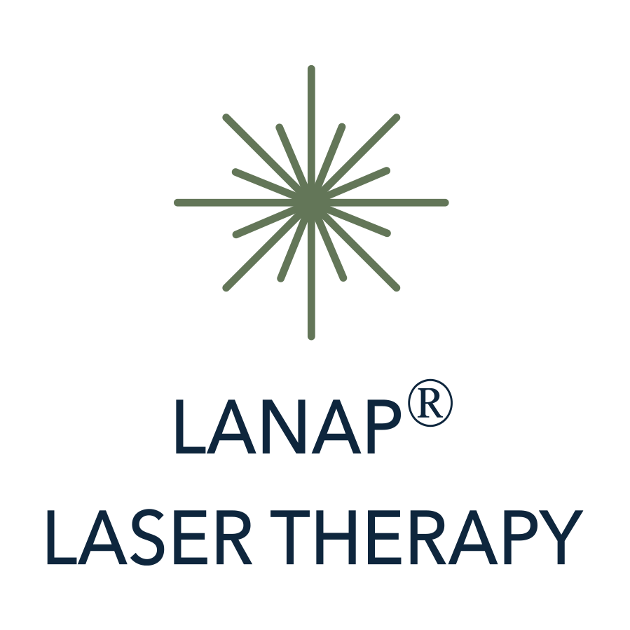 Logo with a stylized starburst or radiating lines above the text 'LANAP® LASER THERAPY'