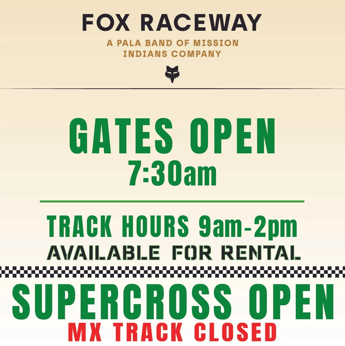 SX TRACK OPEN - MX TRACK CLOSED - available for rental