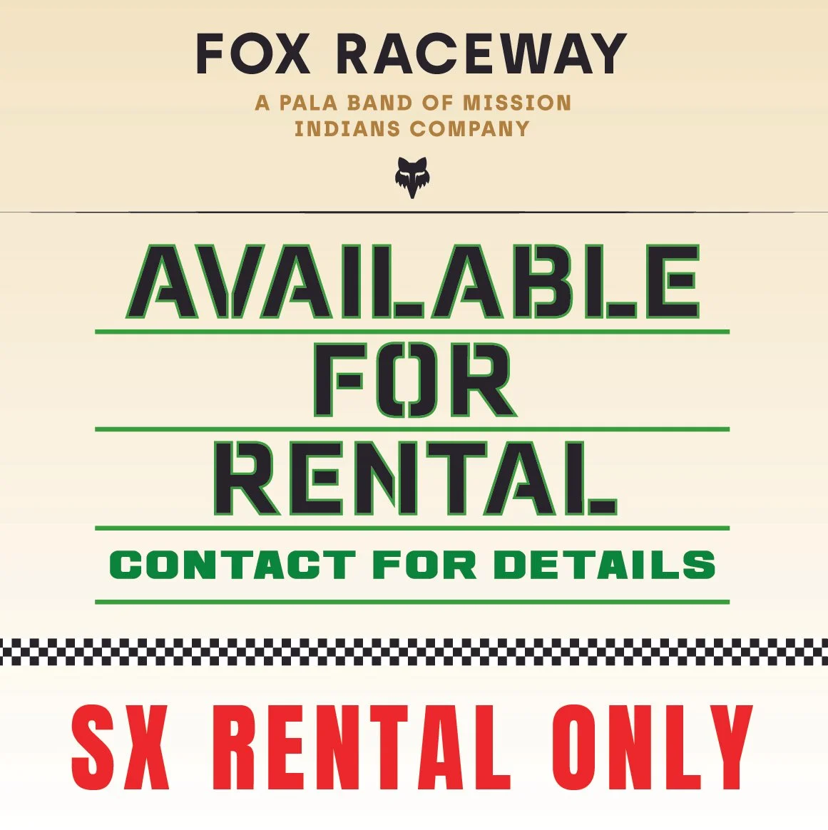 AVAILABLE TRACK RENTAL - SX ONLY