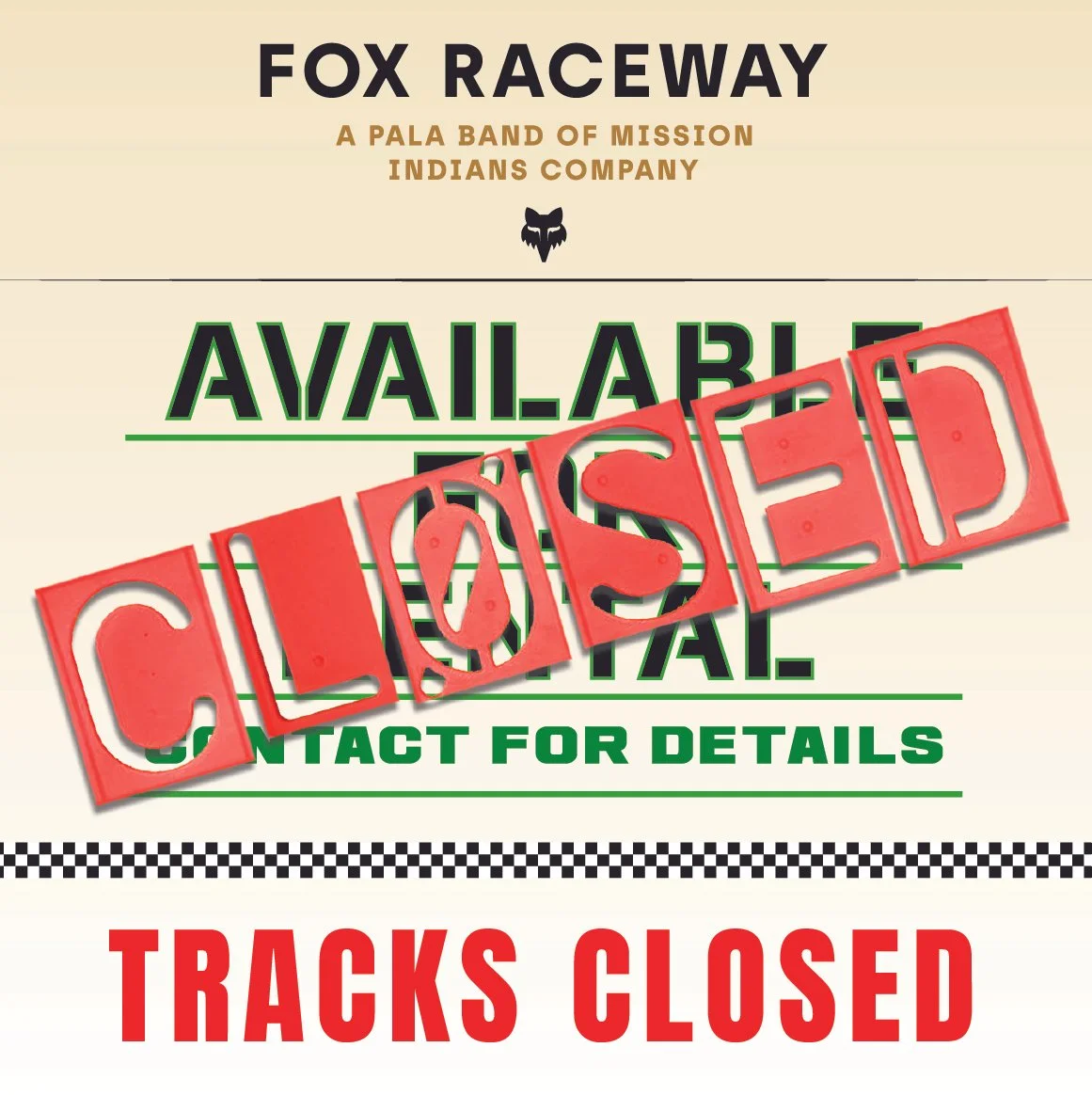 CLOSED - No track available for rental