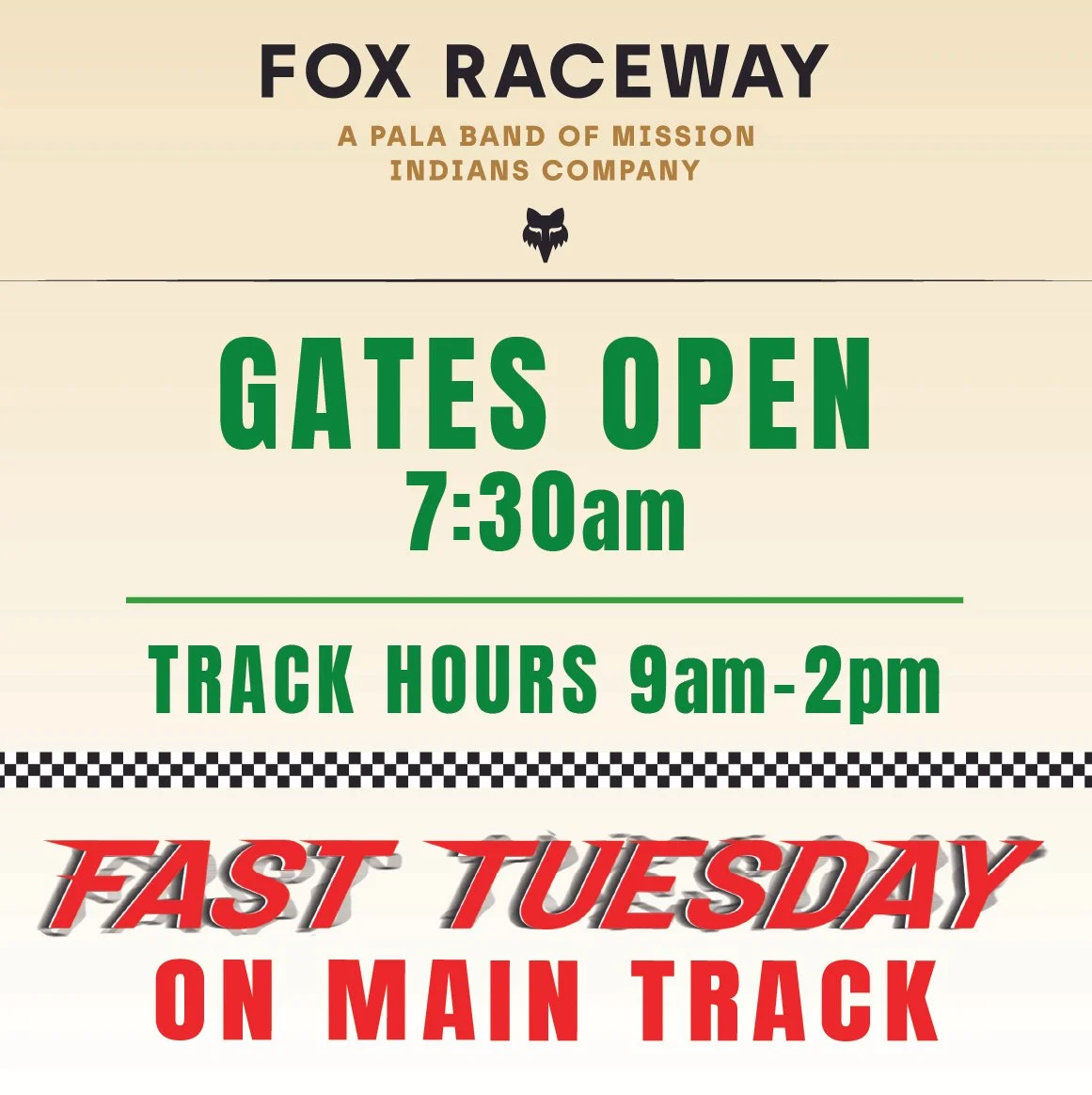 FAST TUESDAY — on main track