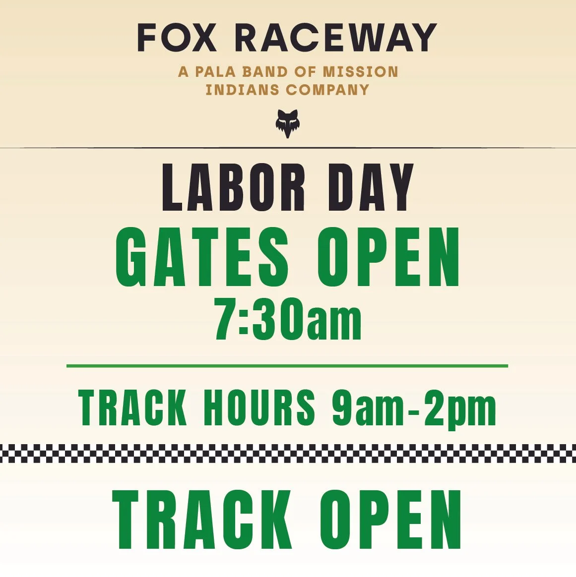 LABOR DAY! - TRACK OPEN